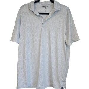 Kenneth Cole Golf Palm Tree Print Polo Shirt Men's Large Light Blue White Large